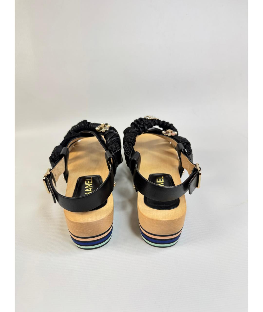 CHANEL Черные кожаные босоножки, фото 3