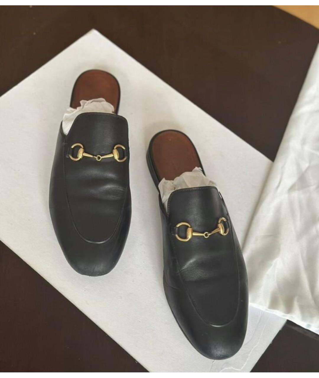 GUCCI Черные кожаные мюли, фото 2