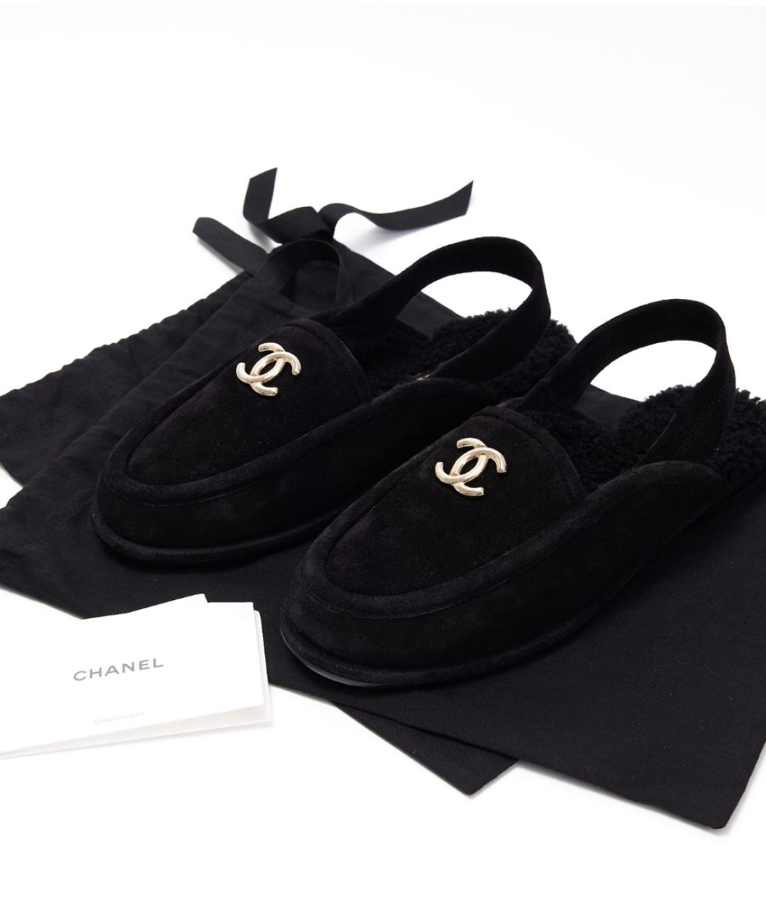 CHANEL Черные замшевые сабо, фото 3