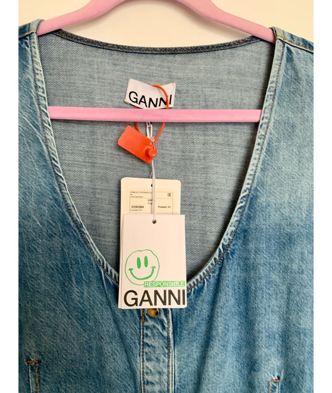 GANNI Голубое деним повседневное платье, фото 2