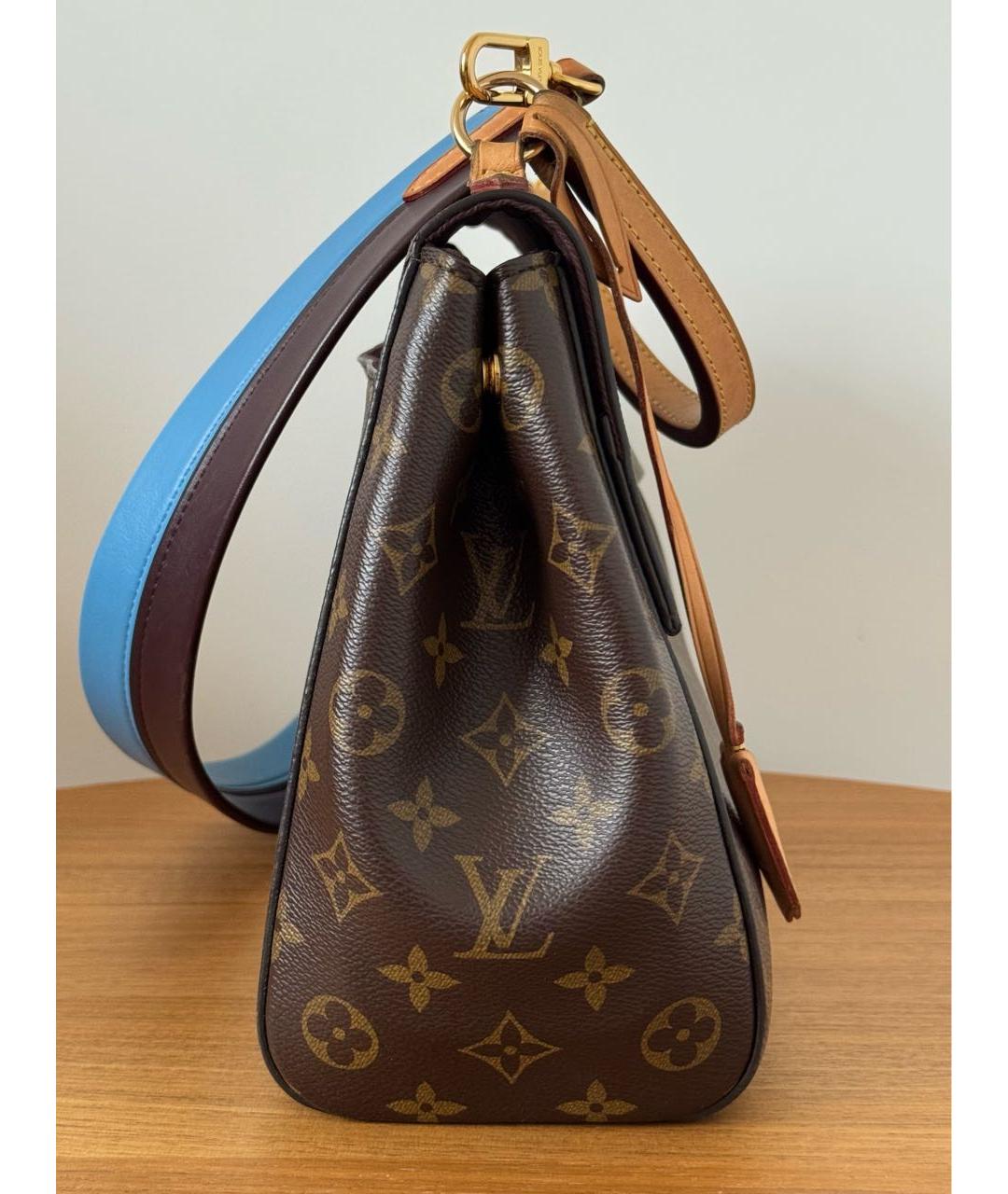 LOUIS VUITTON Коричневая кожаная сумка с короткими ручками, фото 7
