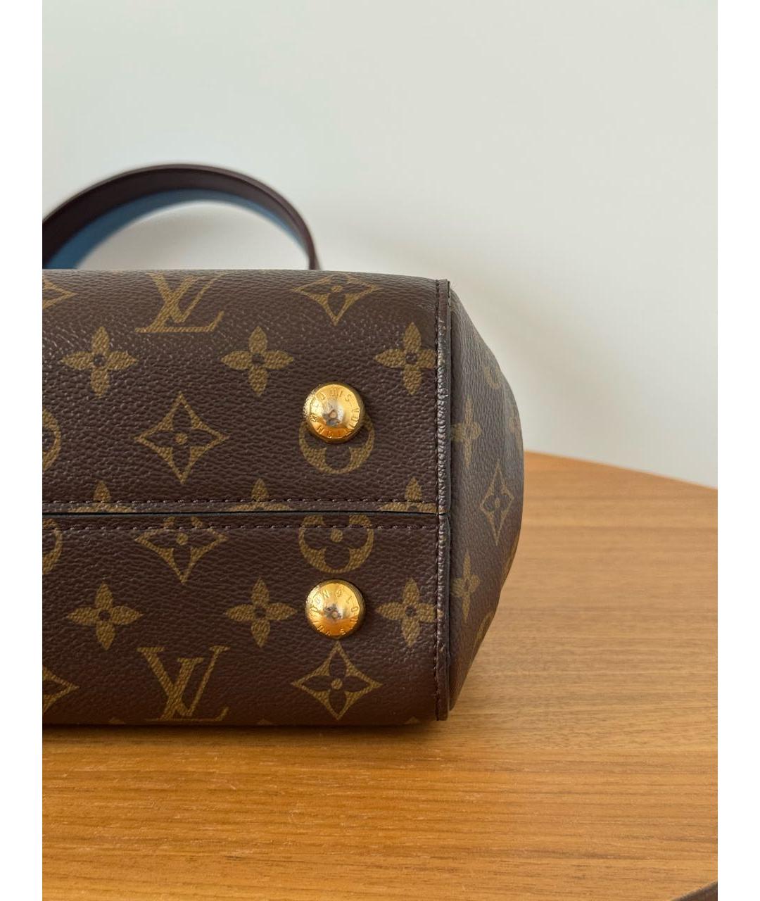LOUIS VUITTON Коричневая кожаная сумка с короткими ручками, фото 6