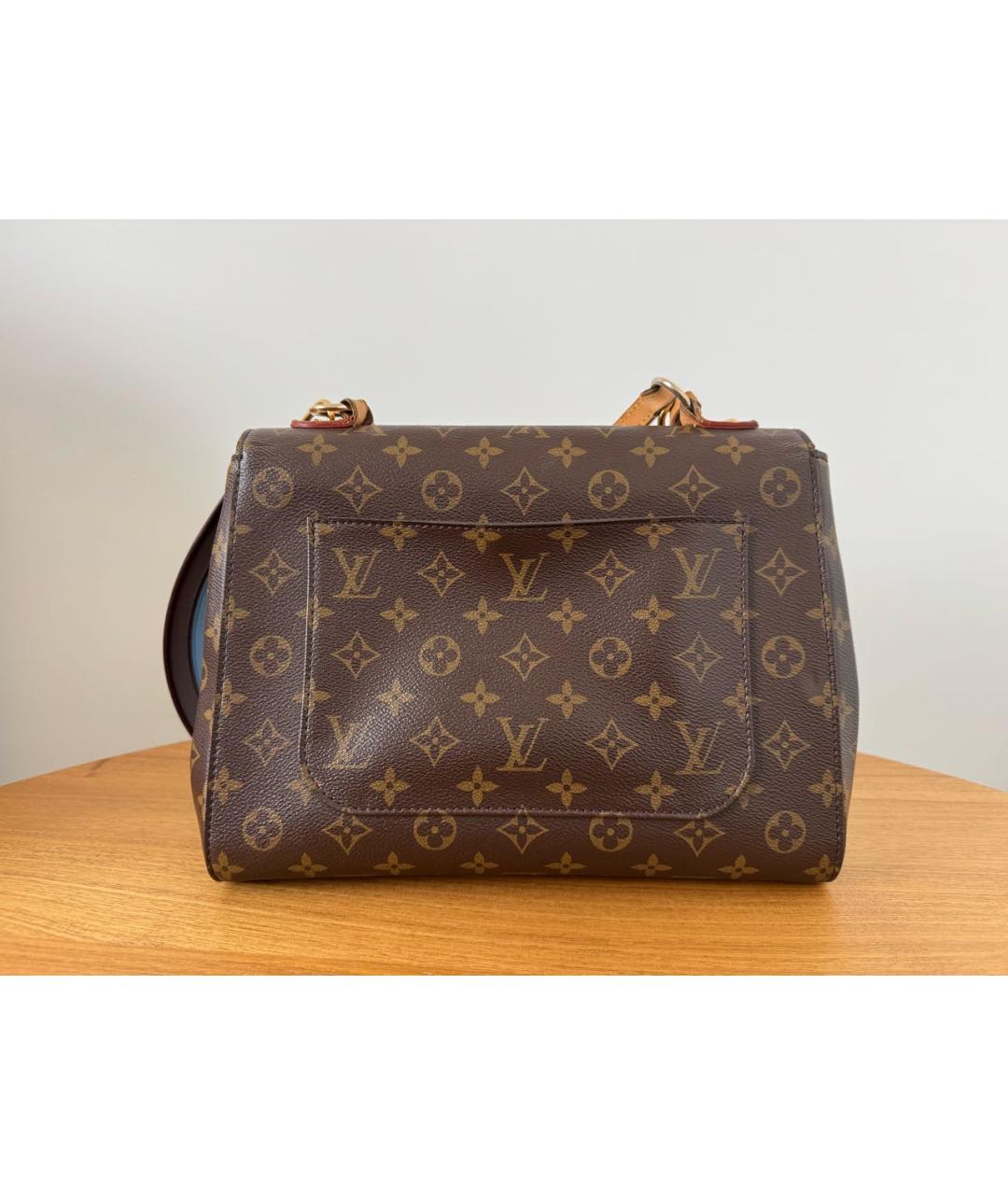 LOUIS VUITTON Коричневая кожаная сумка с короткими ручками, фото 3