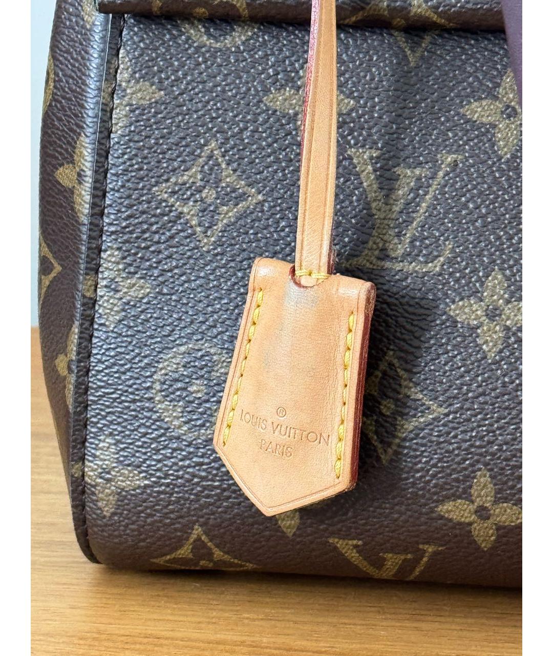 LOUIS VUITTON Коричневая кожаная сумка с короткими ручками, фото 4