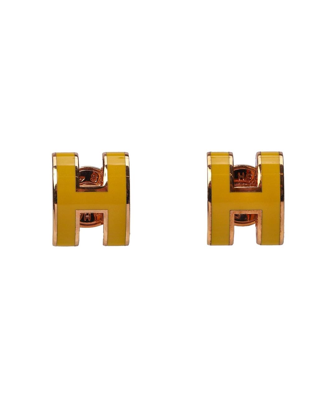 HERMES Желтые металлические серьги, фото 1