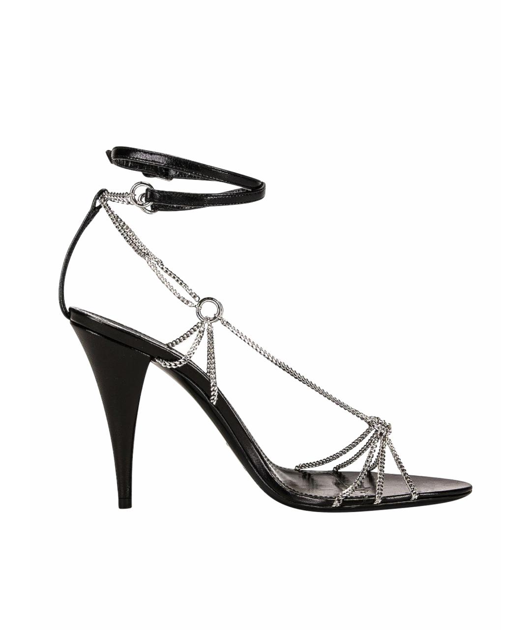 SAINT LAURENT Черные кожаные босоножки, фото 1