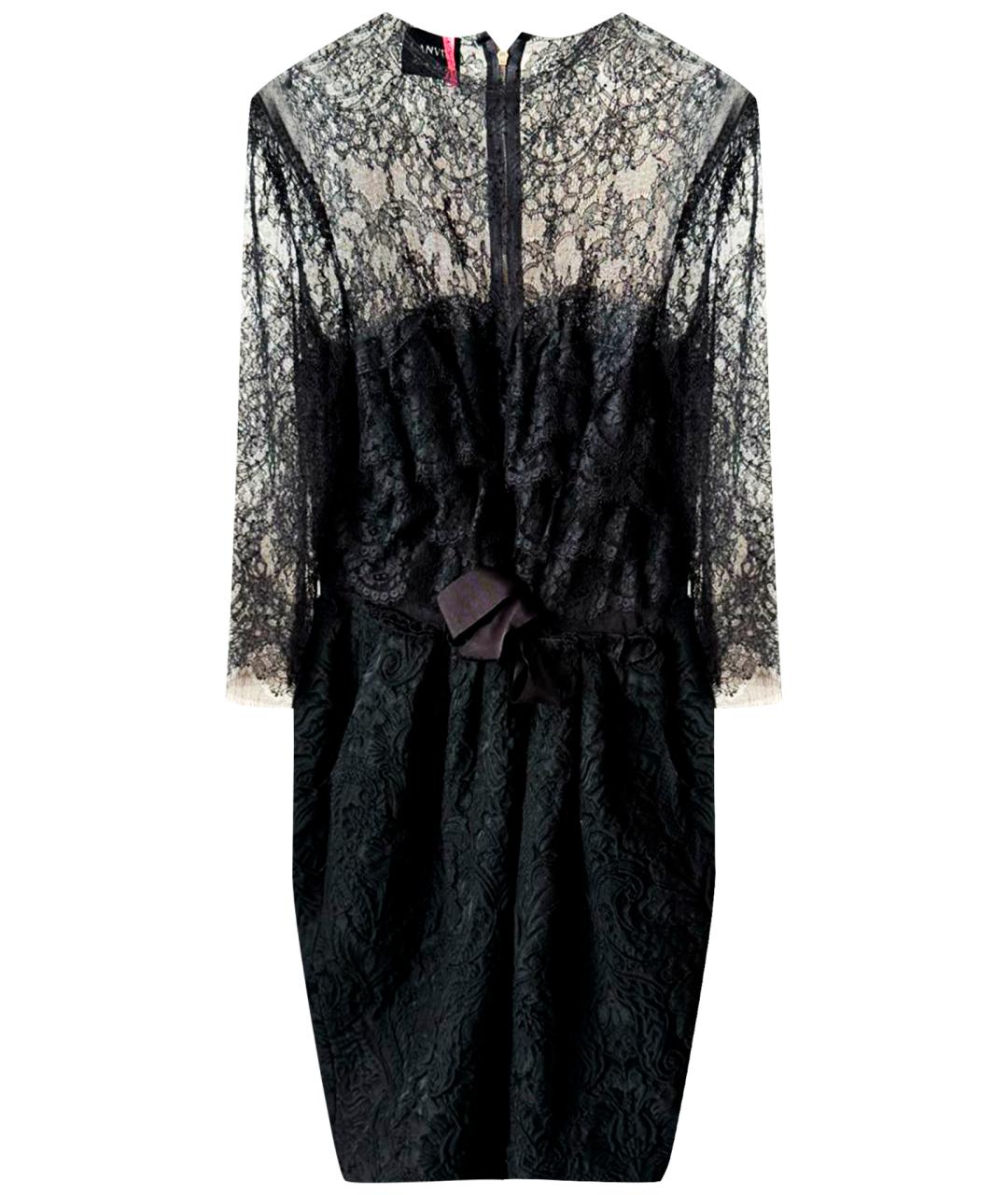 LANVIN Черное шерстяное коктейльное платье, фото 1