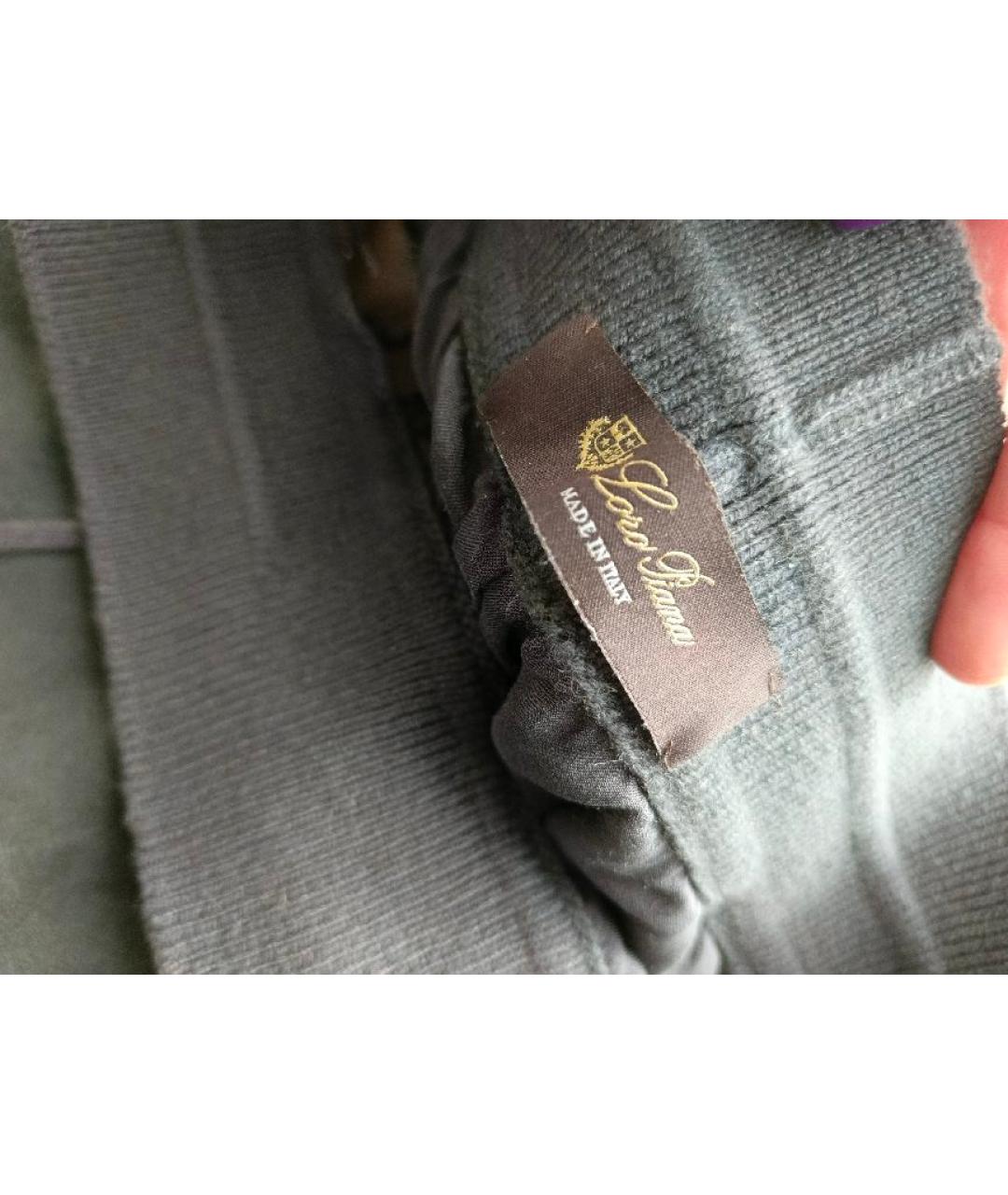 LORO PIANA Антрацитовые замшевые брюки узкие, фото 4