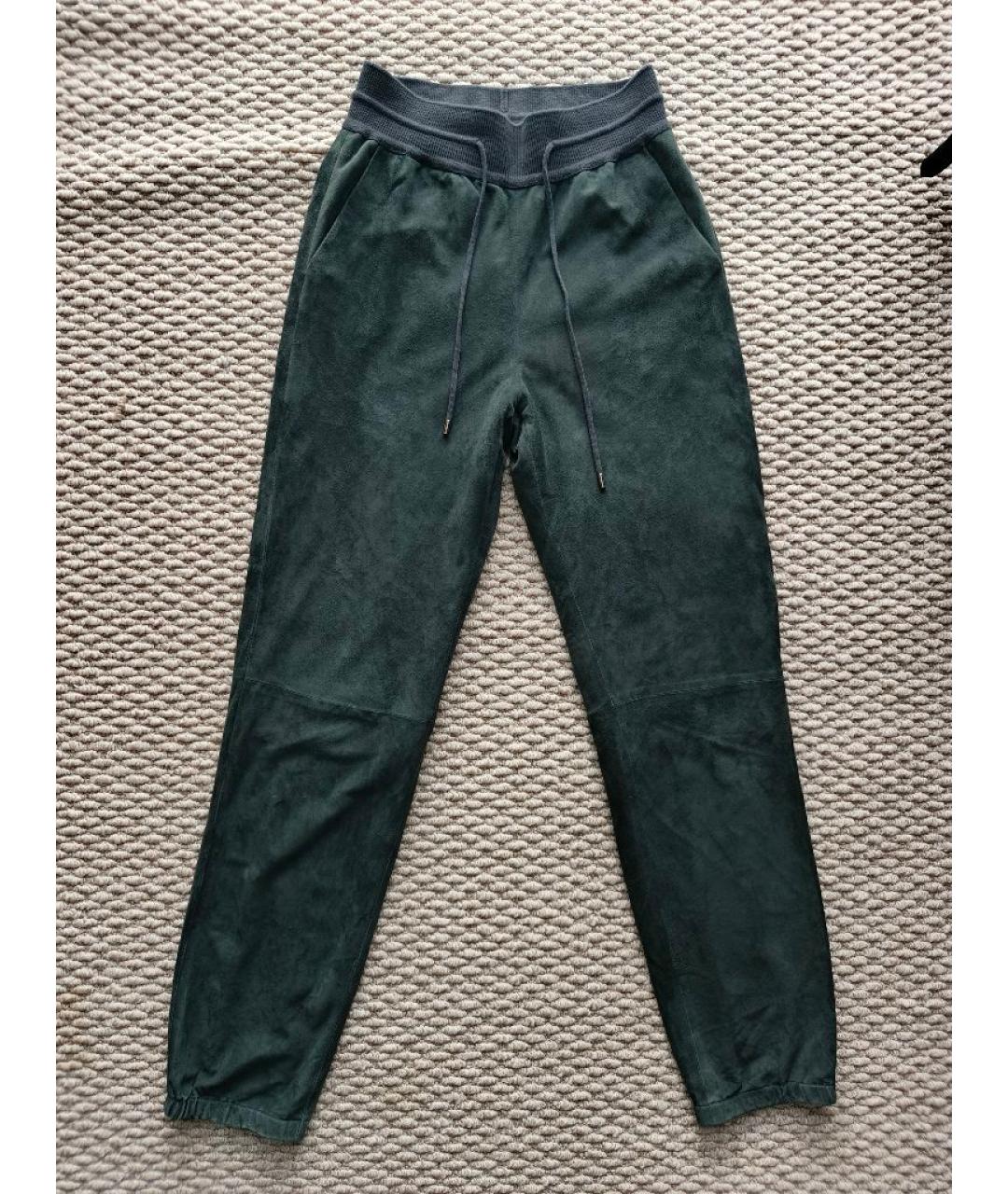 LORO PIANA Антрацитовые замшевые брюки узкие, фото 8
