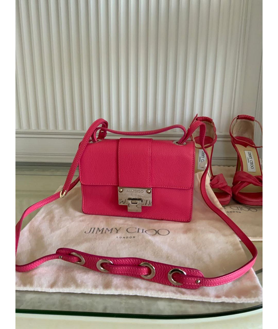 JIMMY CHOO Коралловая кожаная сумка через плечо, фото 5