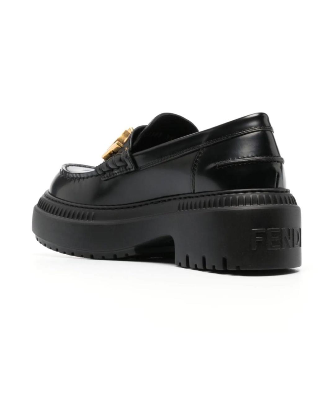 FENDI Черные кожаные лоферы, фото 3