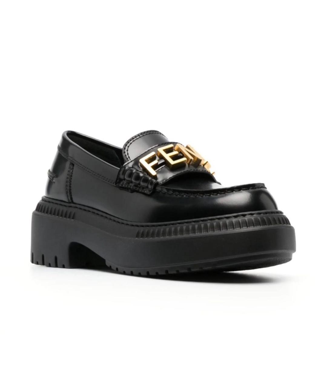 FENDI Черные кожаные лоферы, фото 2