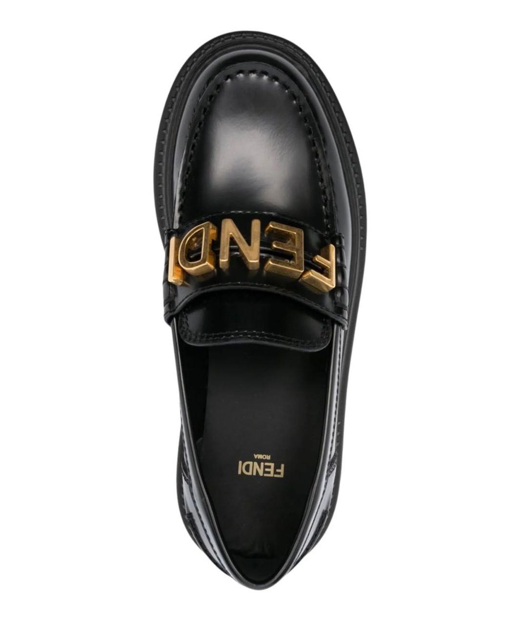 FENDI Черные кожаные лоферы, фото 4