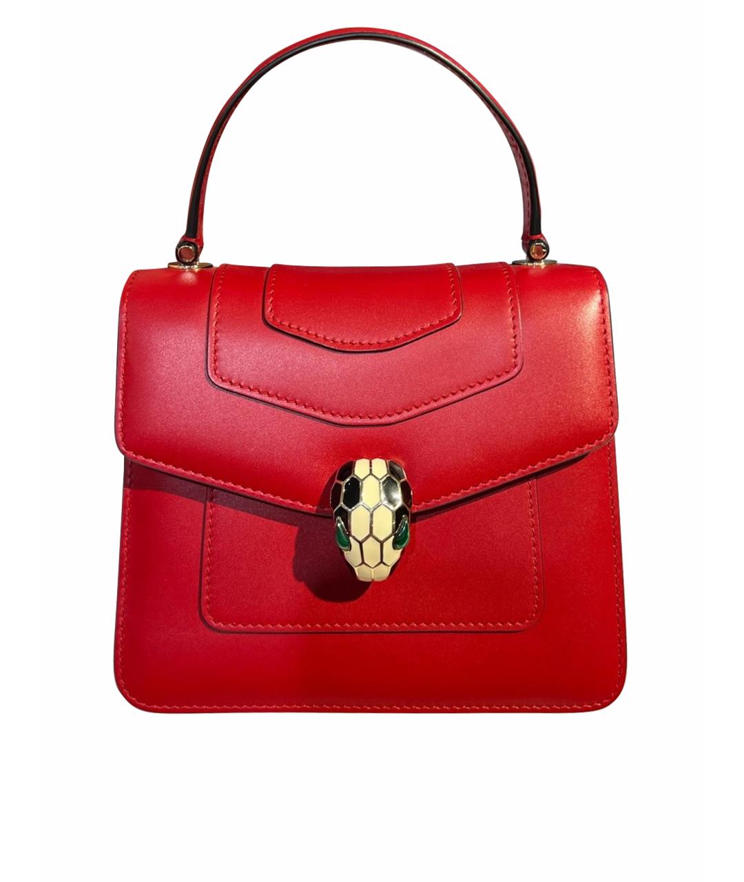 BVLGARI Красная кожаная сумка тоут, фото 1