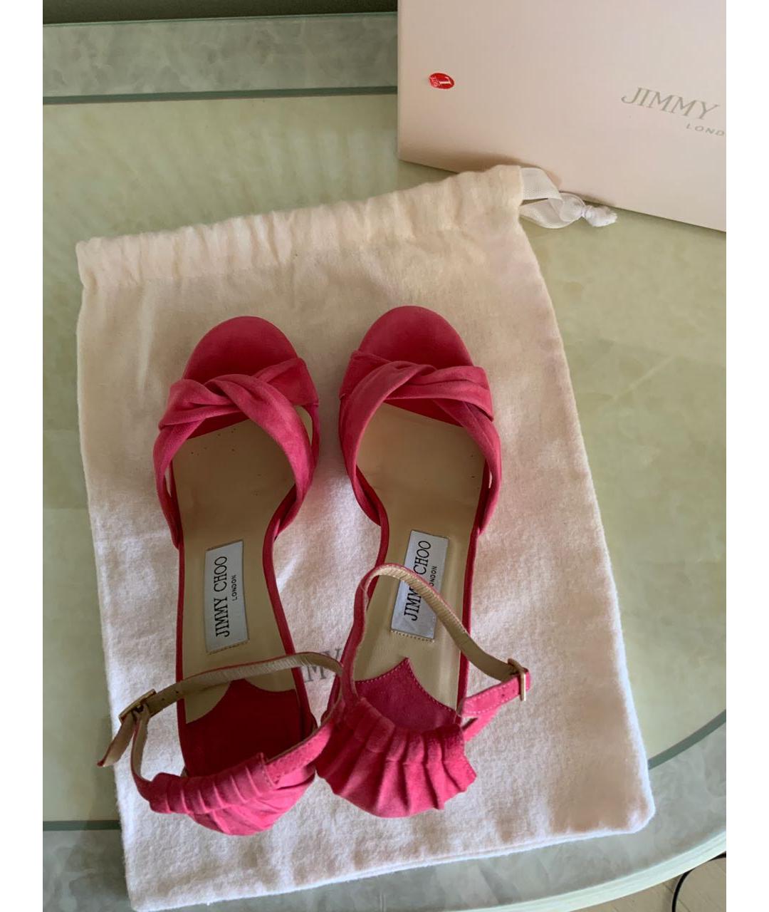 JIMMY CHOO Коралловые замшевые босоножки, фото 3