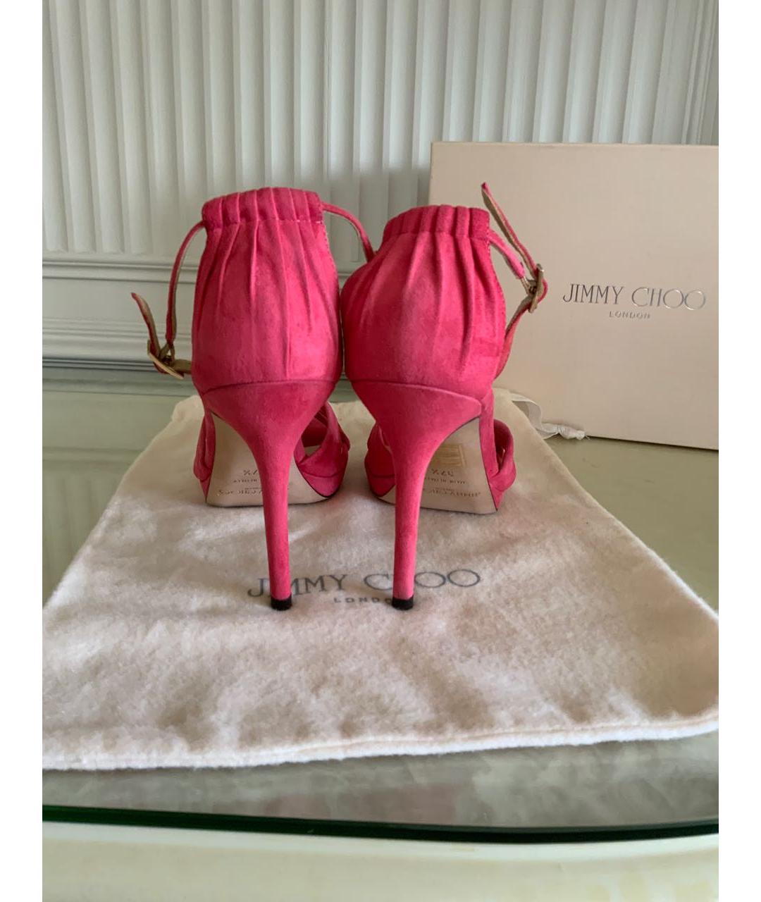 JIMMY CHOO Коралловые замшевые босоножки, фото 4