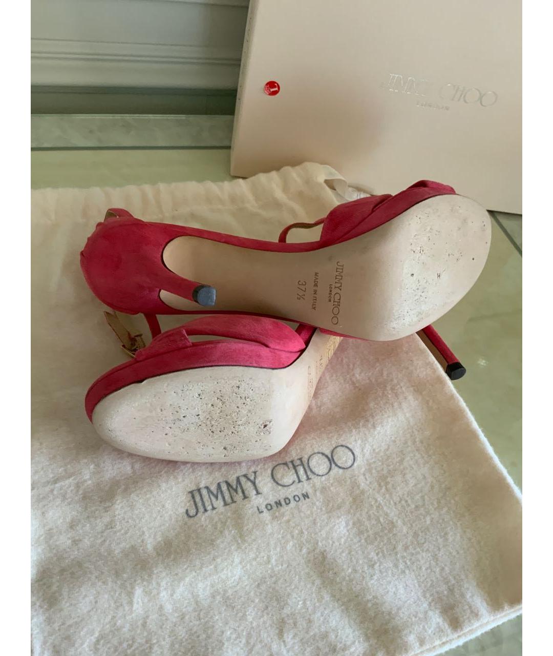 JIMMY CHOO Коралловые замшевые босоножки, фото 6