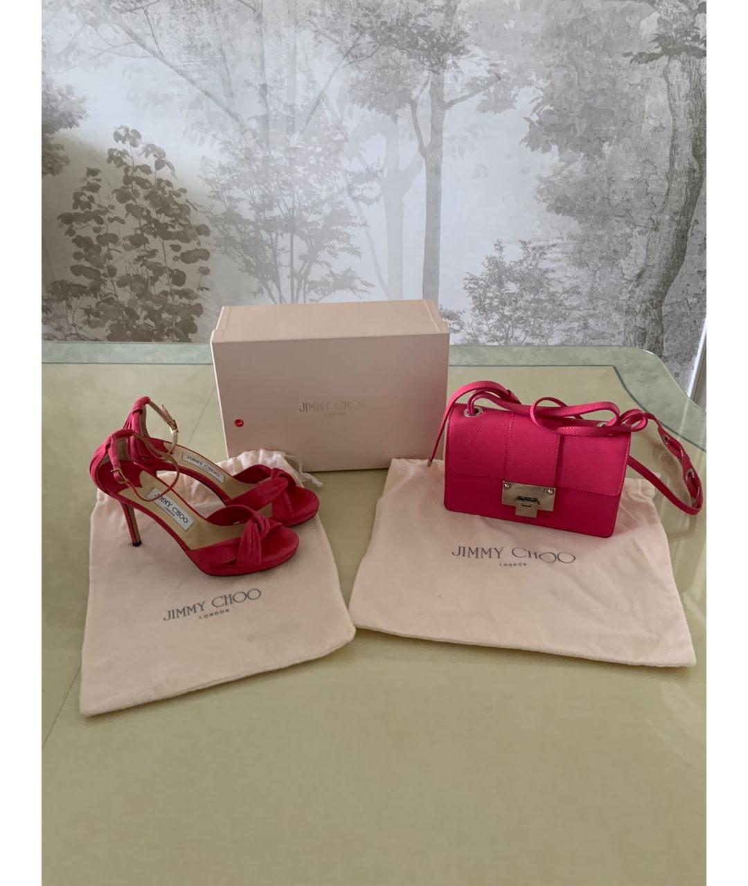 JIMMY CHOO Коралловые замшевые босоножки, фото 5