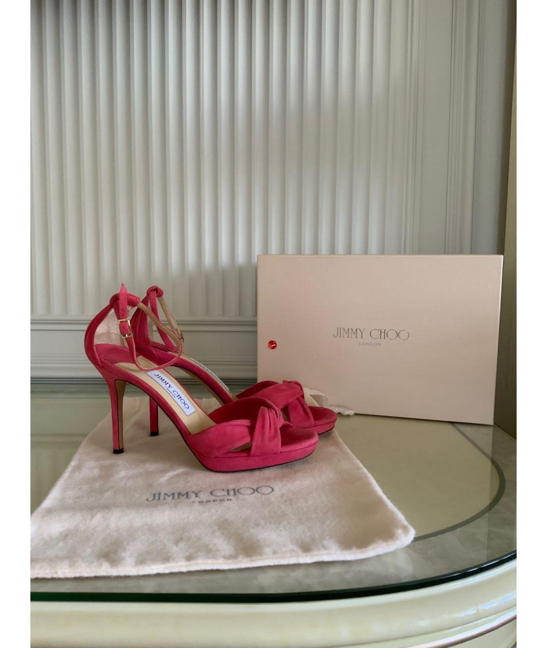 JIMMY CHOO Коралловые замшевые босоножки, фото 9