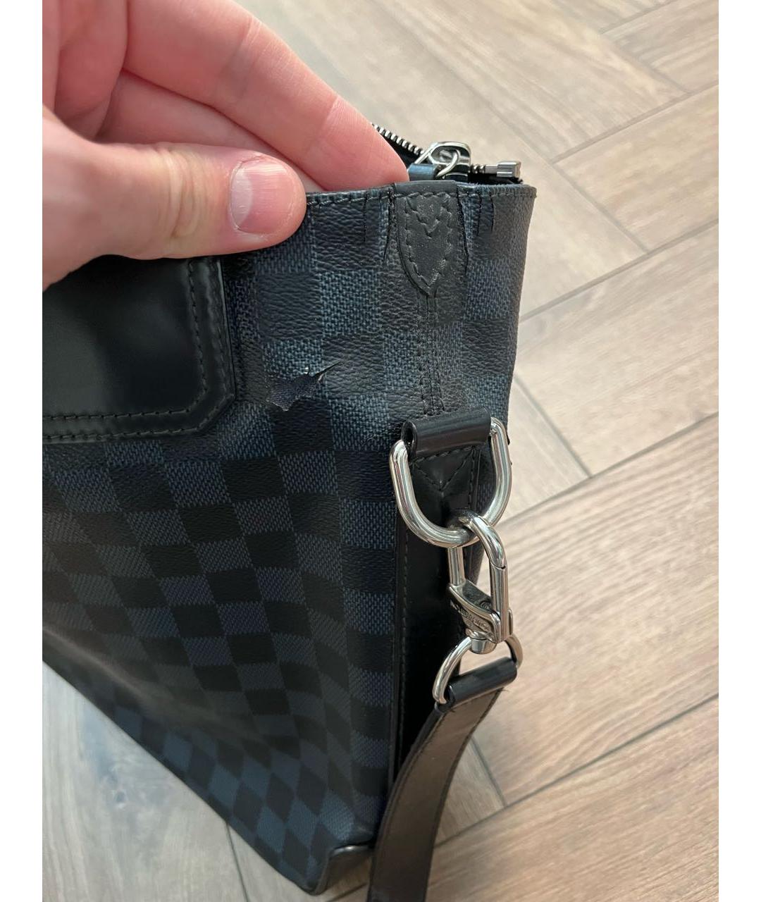 LOUIS VUITTON Темно-синяя кожаная сумка через плечо, фото 4