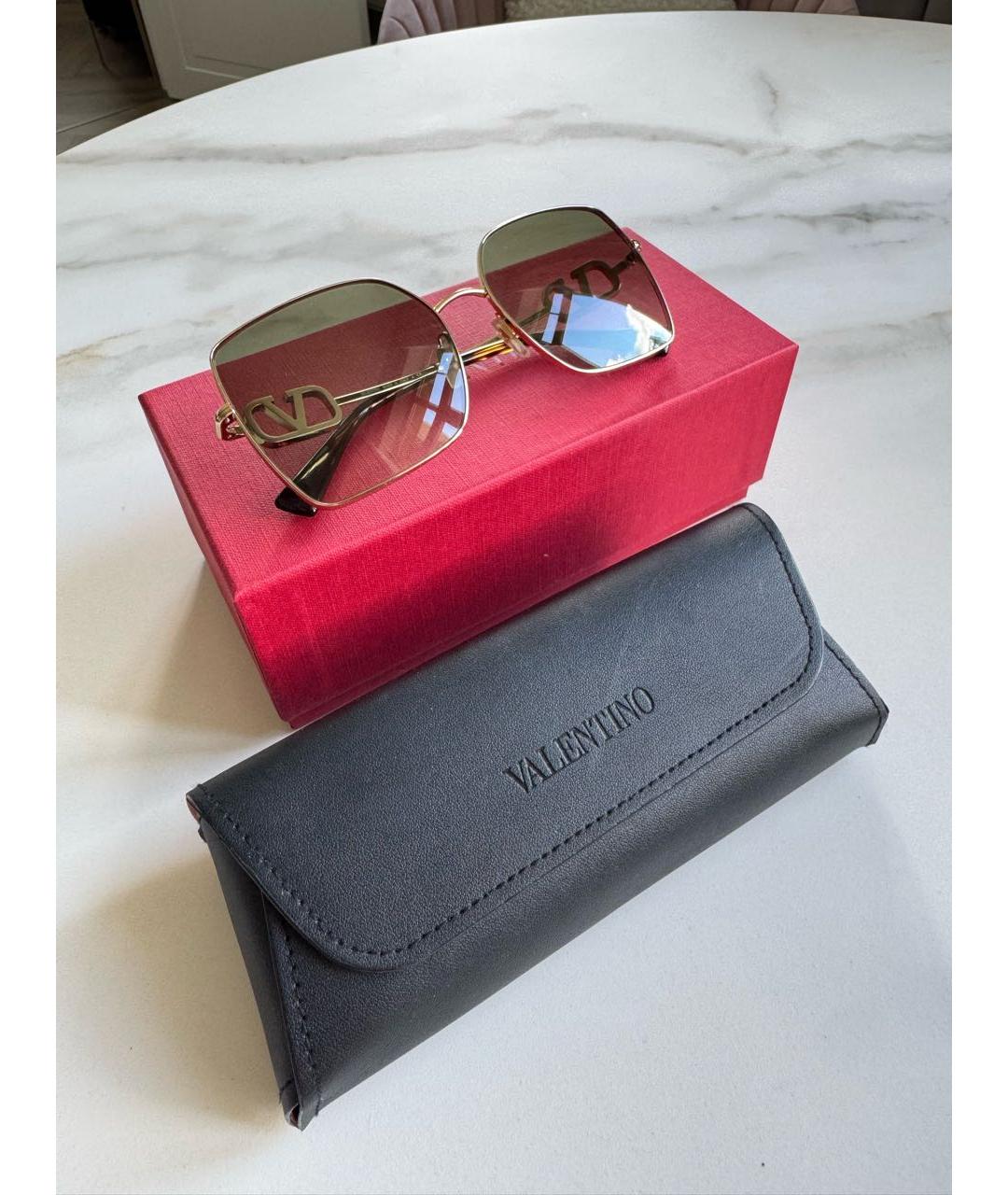VALENTINO Золотые металлические солнцезащитные очки, фото 8