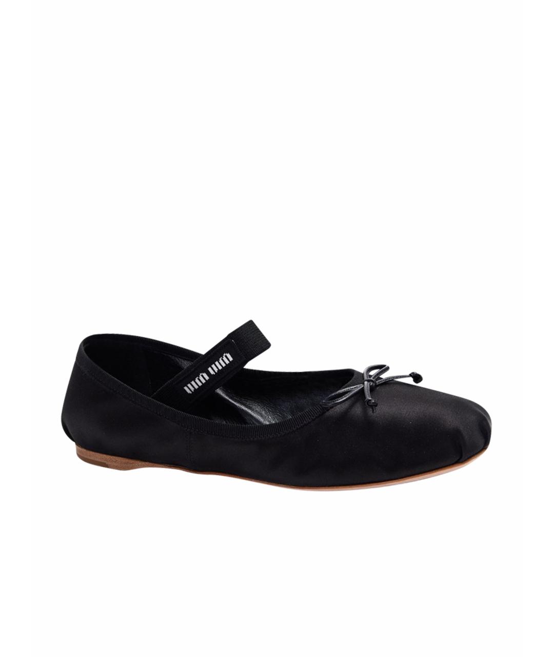 MIU MIU Черные текстильные балетки, фото 1