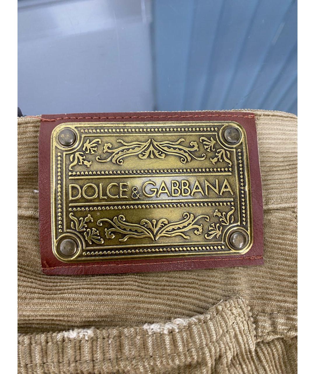 DOLCE&GABBANA Бежевые хлопковые прямые джинсы, фото 4