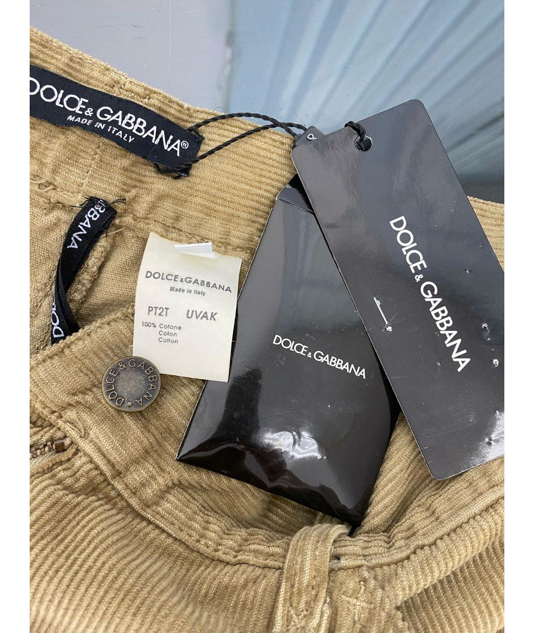 DOLCE&GABBANA Бежевые хлопковые прямые джинсы, фото 3