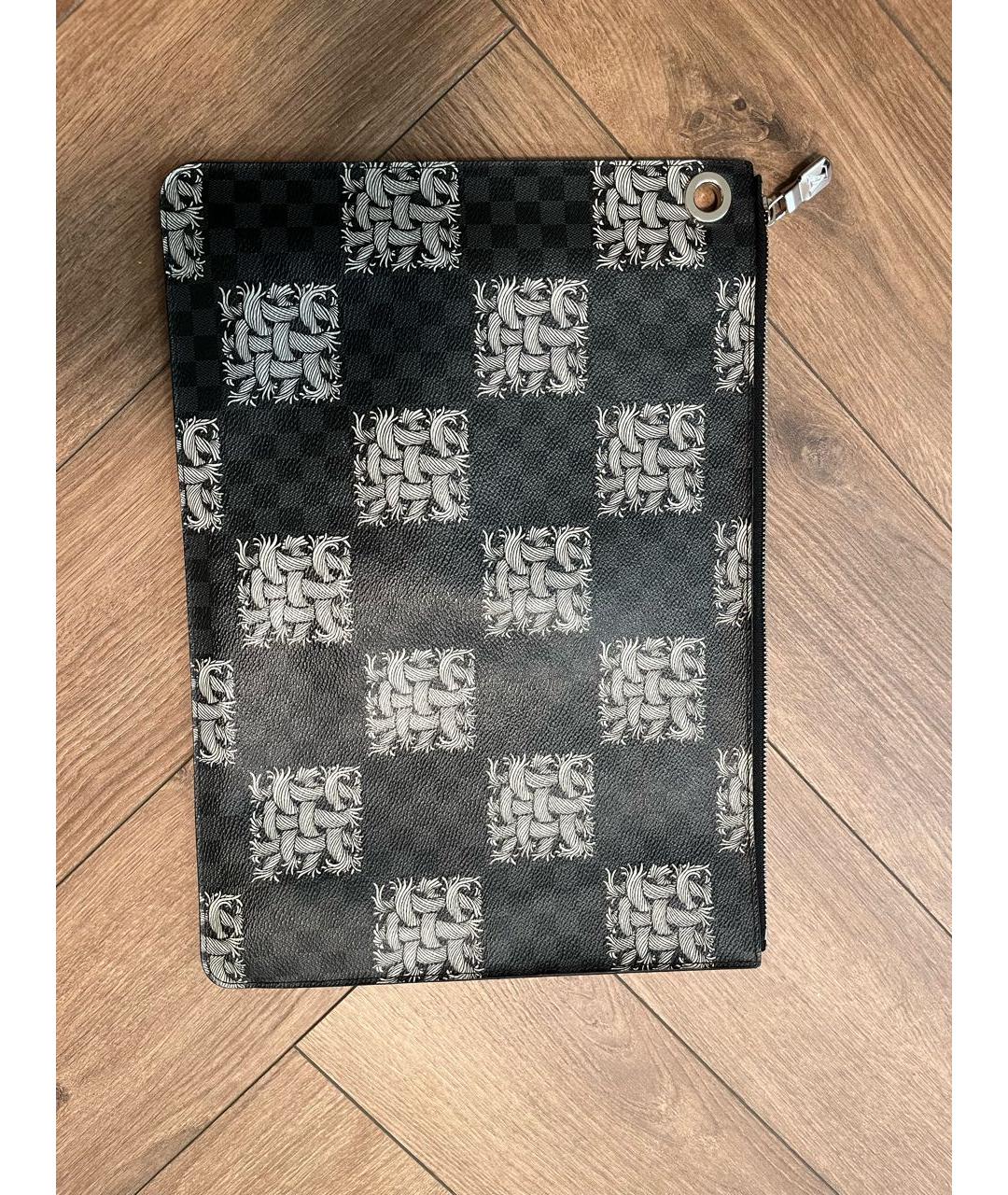 LOUIS VUITTON Черная кожаная папка для документов, фото 2