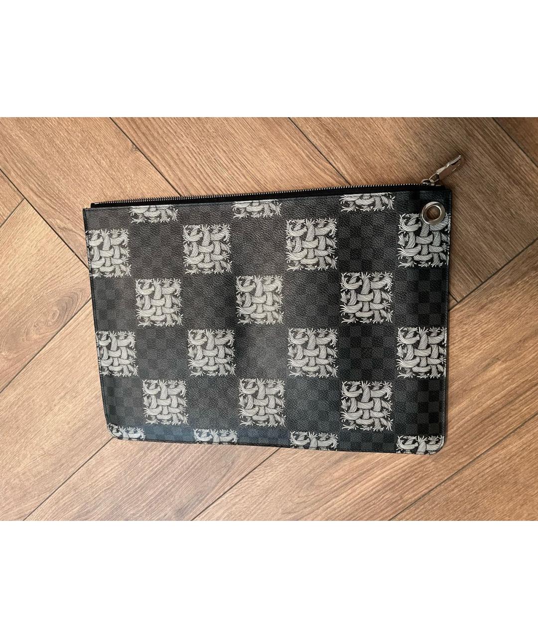 LOUIS VUITTON Черная кожаная папка для документов, фото 9
