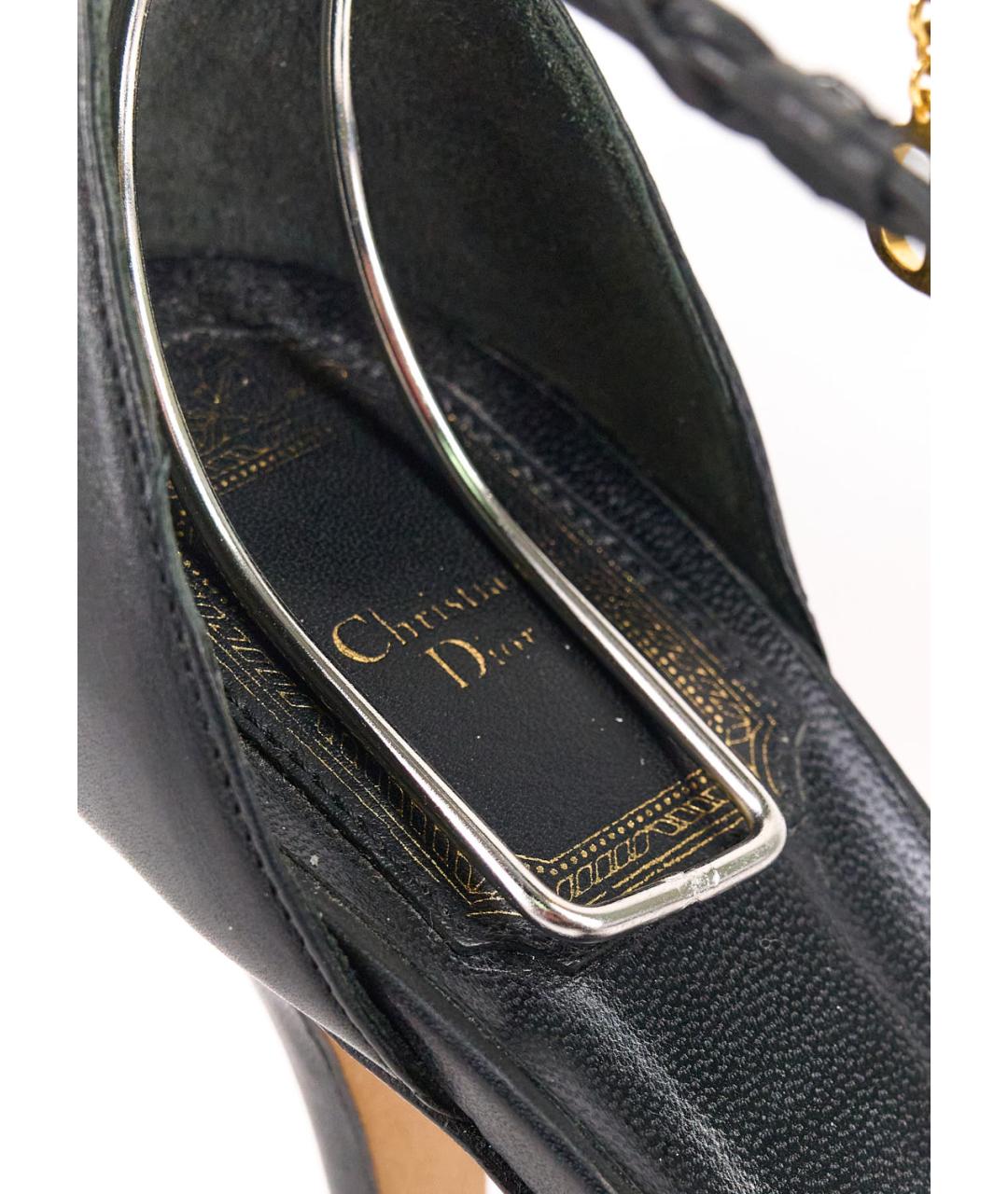 CHRISTIAN DIOR Черные кожаные босоножки, фото 5