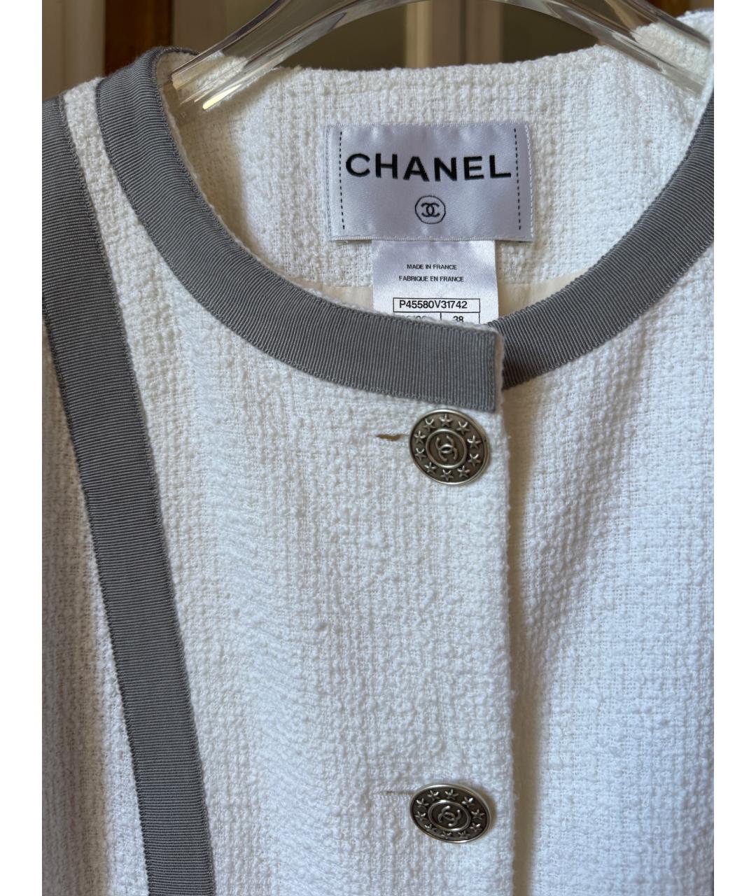 CHANEL Белый хлопковый жакет/пиджак, фото 3