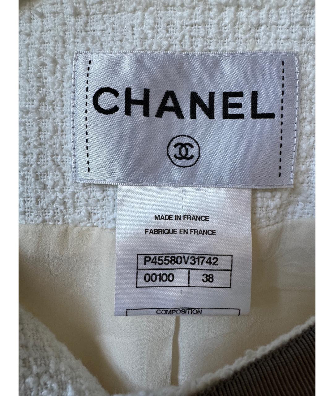CHANEL Белый хлопковый жакет/пиджак, фото 6