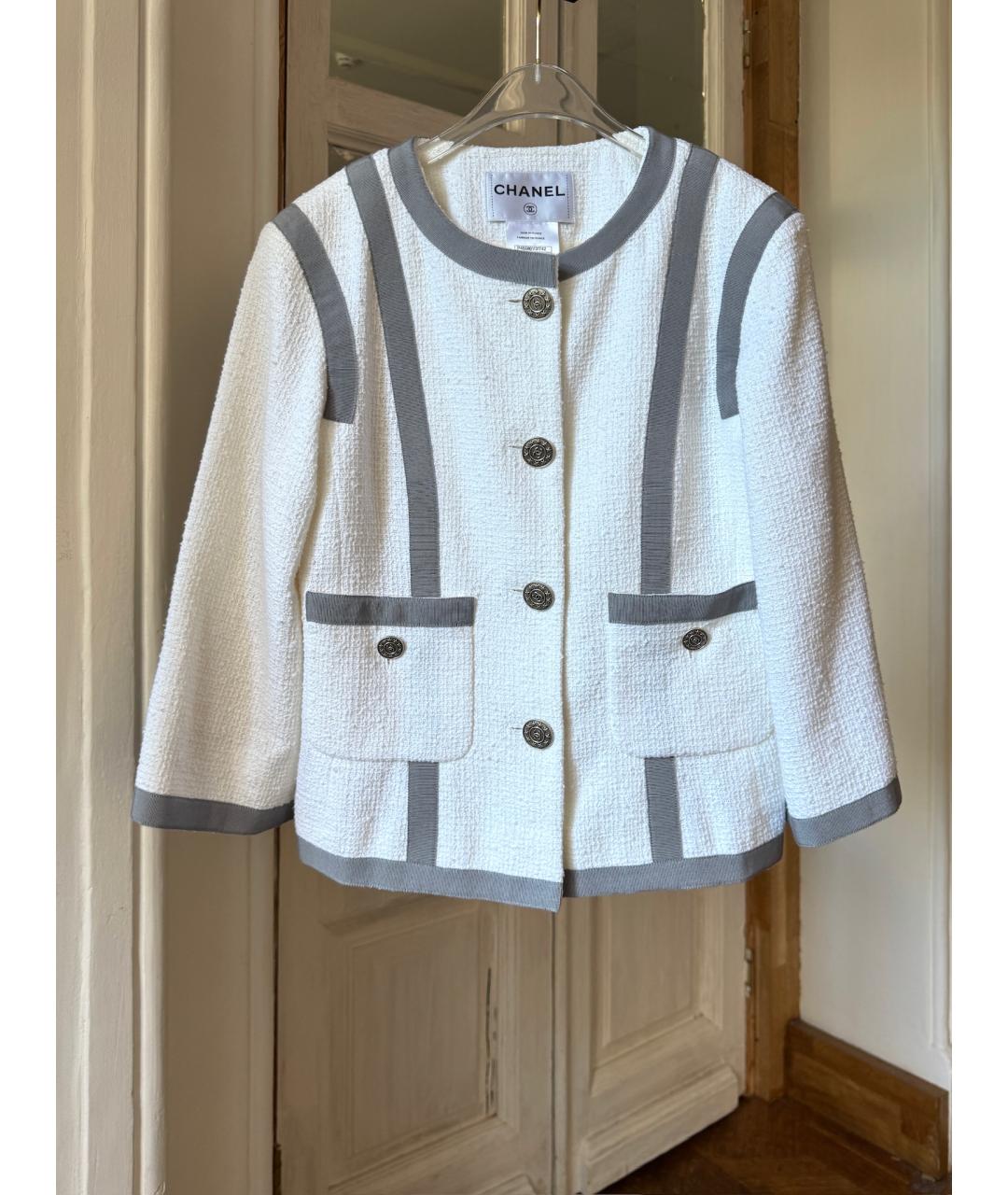 CHANEL Белый хлопковый жакет/пиджак, фото 8