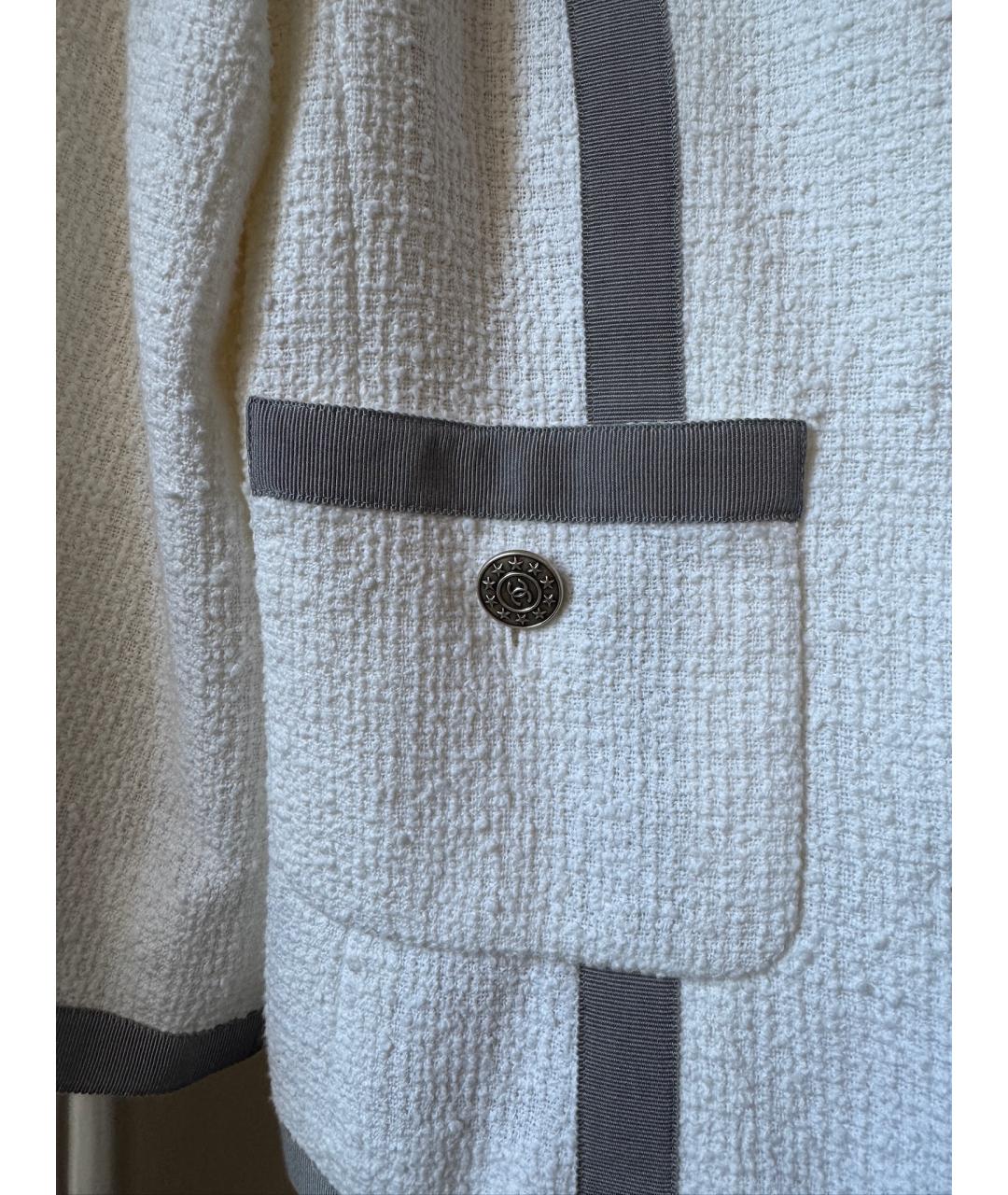 CHANEL Белый хлопковый жакет/пиджак, фото 4