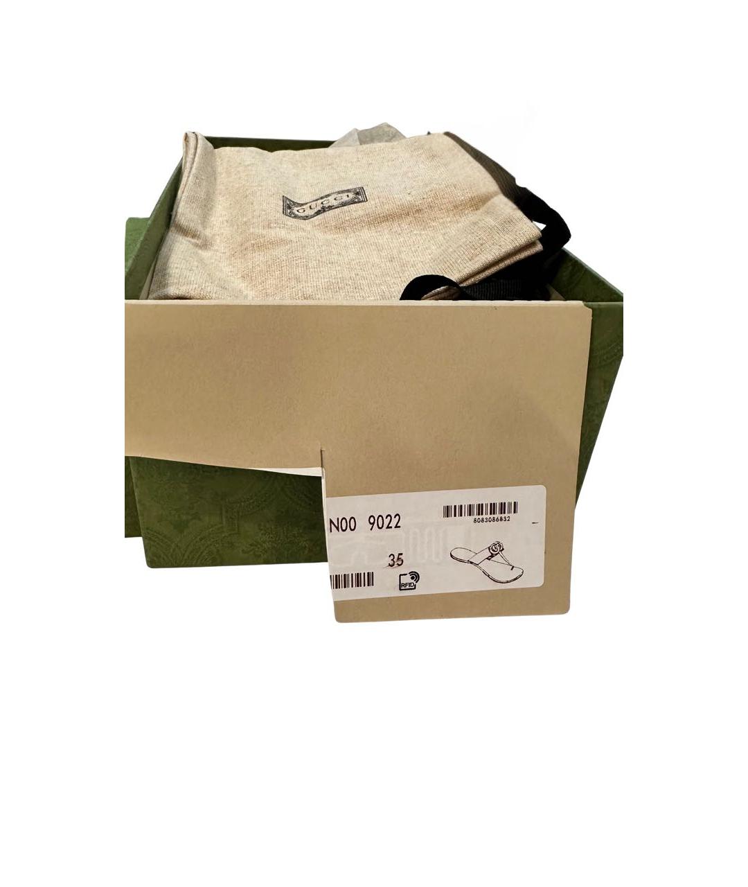 GUCCI Бежевые кожаные шлепанцы, фото 7