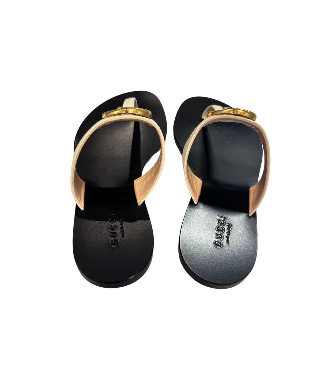 GUCCI Бежевые кожаные шлепанцы, фото 3