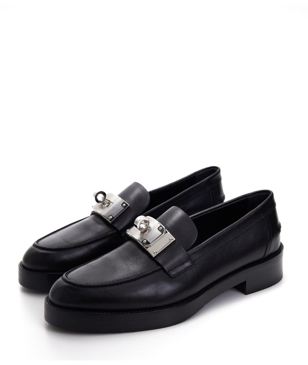 HERMES Черные кожаные лоферы, фото 6