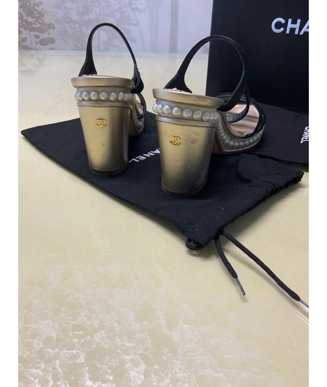 CHANEL Черные кожаные босоножки, фото 8