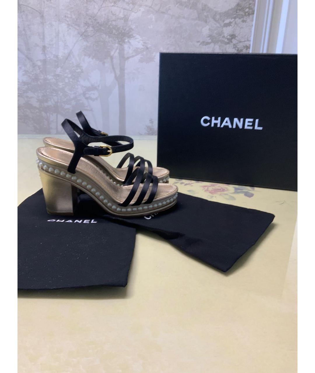 CHANEL Черные кожаные босоножки, фото 9