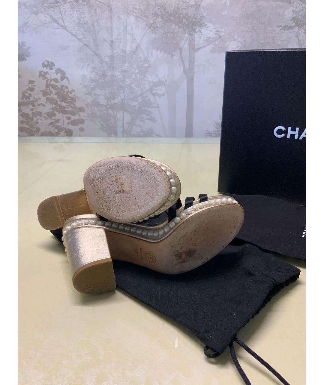 CHANEL Черные кожаные босоножки, фото 7