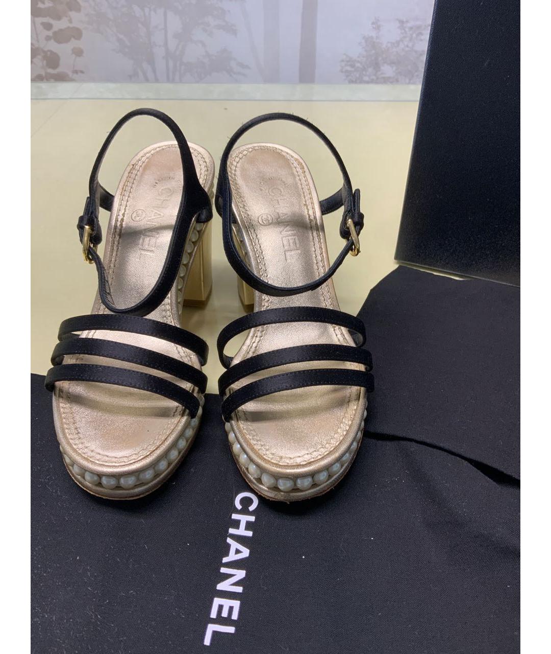 CHANEL Черные кожаные босоножки, фото 2