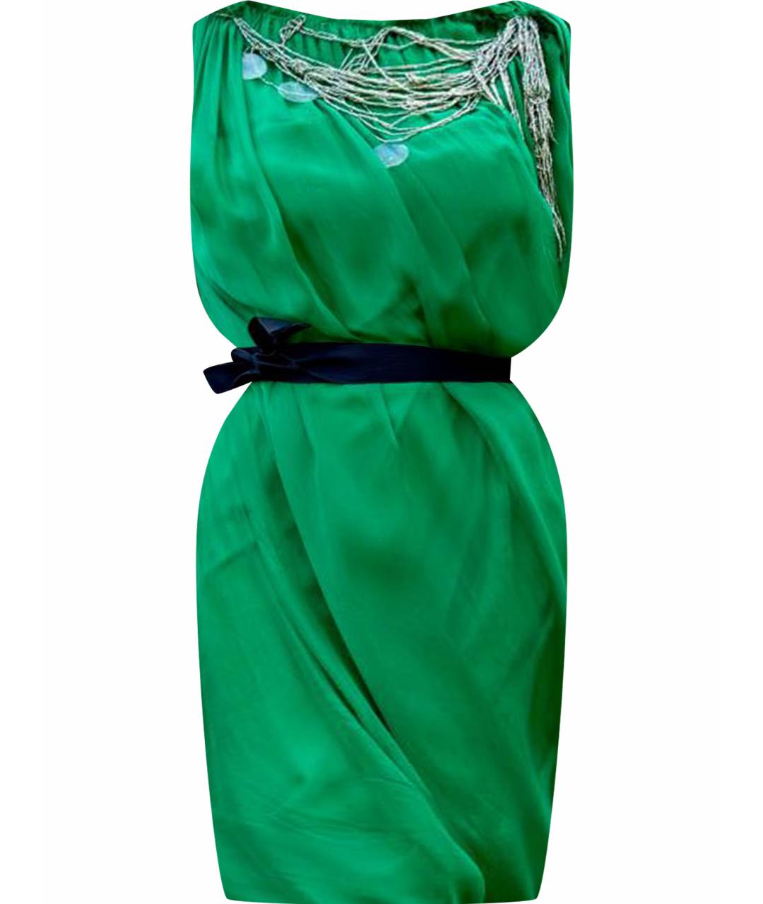 LANVIN Зеленые шелковое коктейльное платье, фото 1