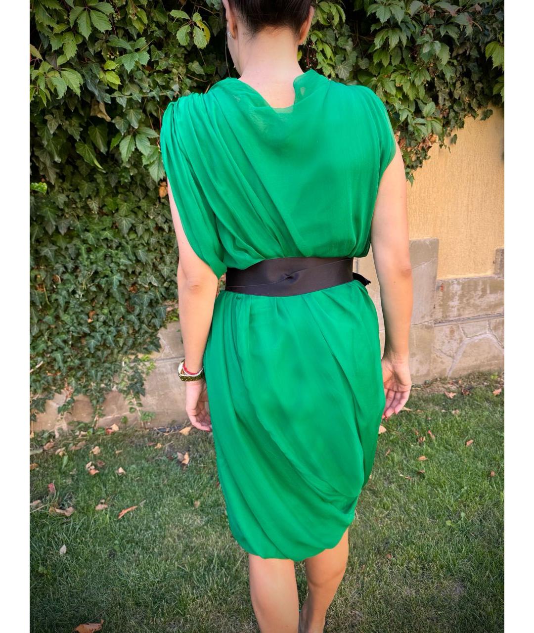 LANVIN Зеленые шелковое коктейльное платье, фото 3
