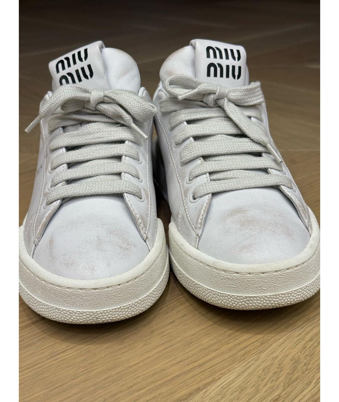 MIU MIU Белые кожаные кеды, фото 5