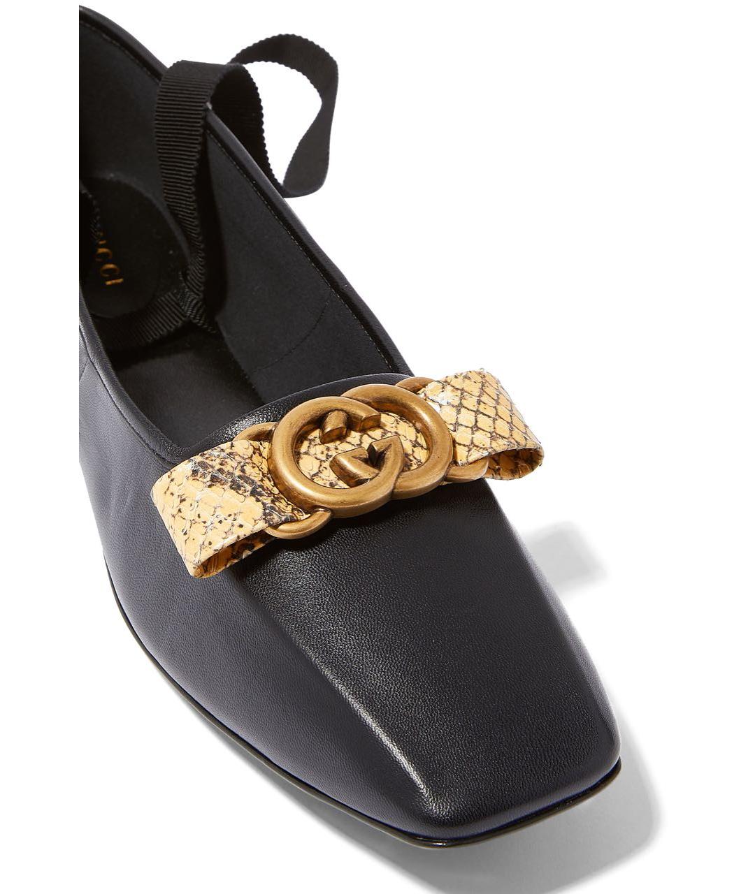 GUCCI Черные кожаные балетки, фото 4