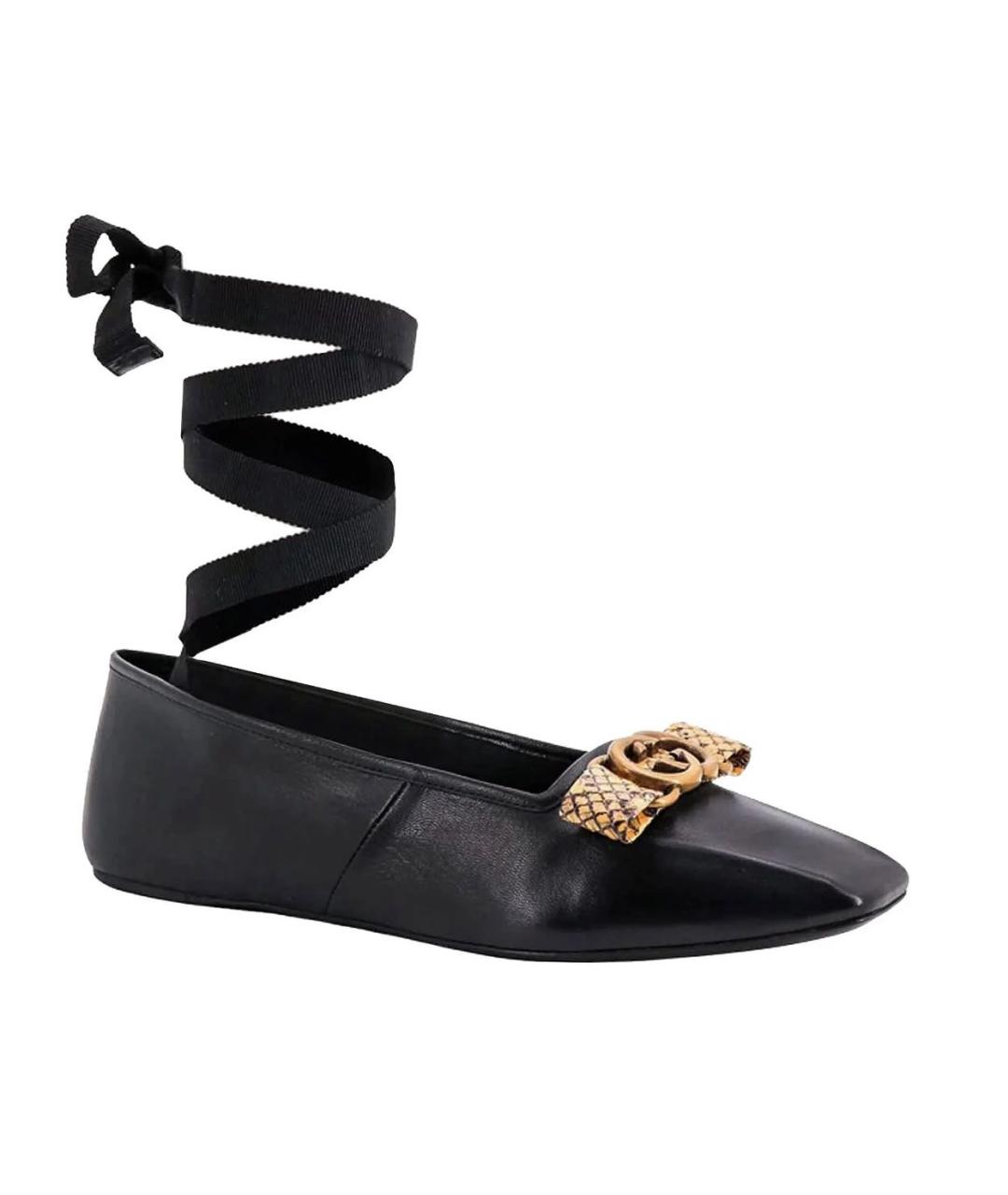 GUCCI Черные кожаные балетки, фото 2