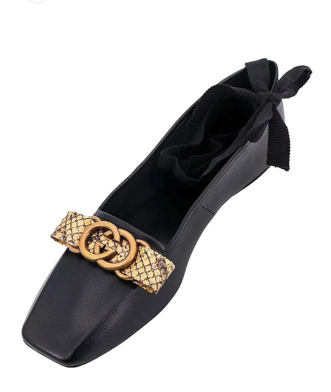 GUCCI Черные кожаные балетки, фото 4