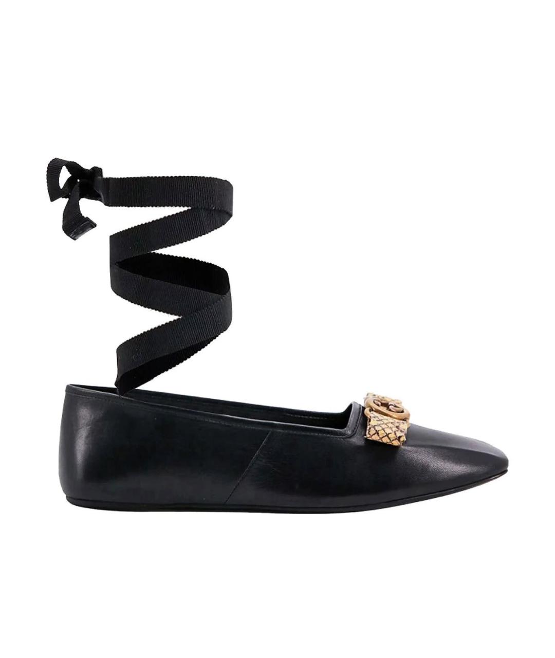 GUCCI Черные кожаные балетки, фото 1