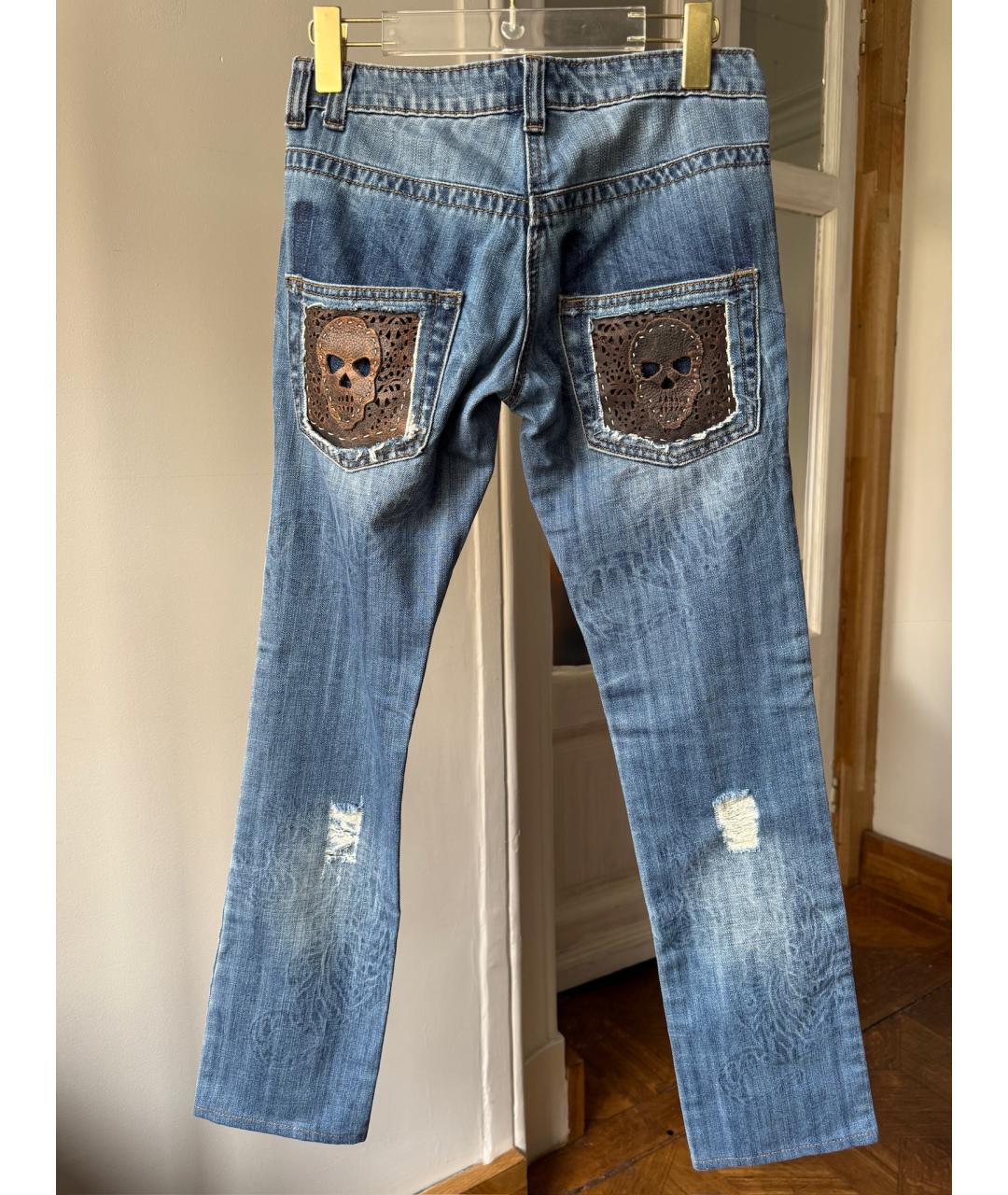 PHILIPP PLEIN Синие прямые джинсы, фото 2